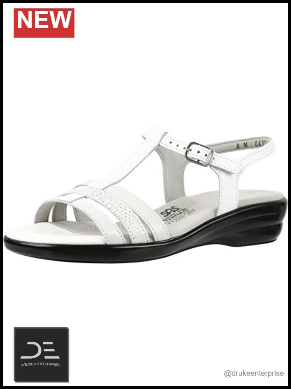 SAS Womens Capri Ankle Strap Sandal Leather Wedge Low Heel Adjustable Buckle